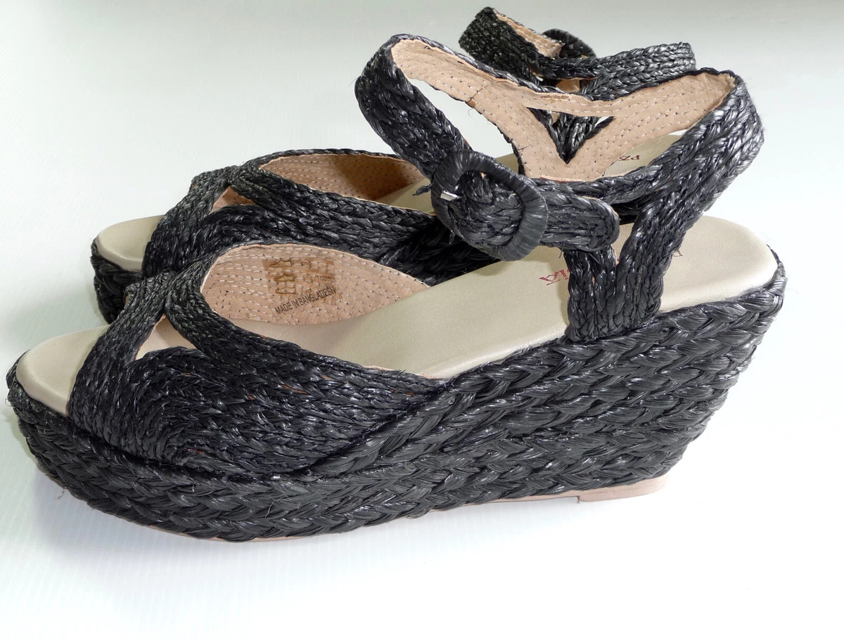 PARE GABIA SANDALES COMPENS ES RAPHIA NOIR 39 Neuf
