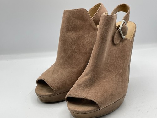 Report Women's Brown Faux Leather 5" Heels Peep Toe Slingback Shoes 8 M - Picture 8 of 9