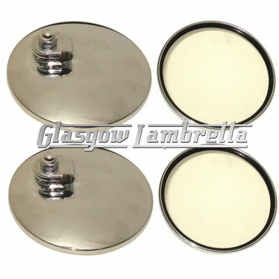 Lambretta Vespa etc Set of 4 x CHROME STADIUM STYLE ROUND SCOOTER MIRROR HEADS