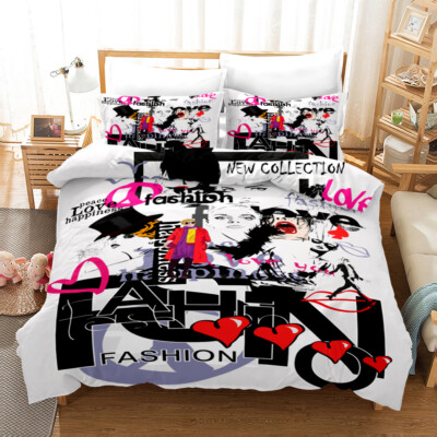 3D Beauty Love Graffiti Abstrakt Quilt Cover Set Bettwäsche Sets Kissenbezüge