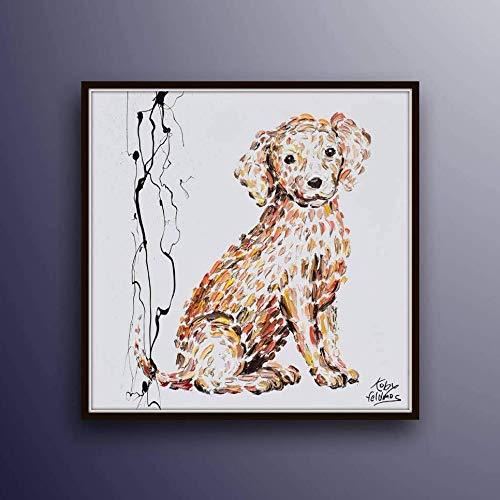 Quadro cane 25" dipinto olio su tela originale, ordine personalizzato di Koby Feldmos - Foto 1 di 6