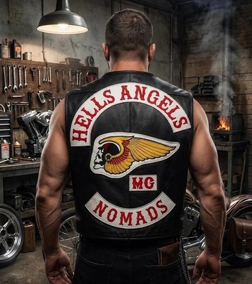 New Angles Herren Black Nomads Lederweste 100% Rindsleder