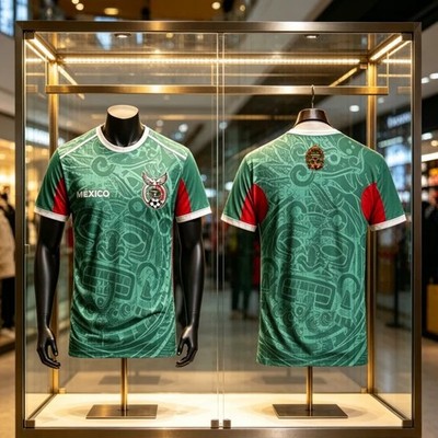 Unisex 2026 World Cup Mexico Home Soccer ,Aztec Geometric Pattern