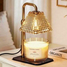 MUJTEO Candle Warmer Lamp with Timer Dimmer Adjustable Height,Electric Gold