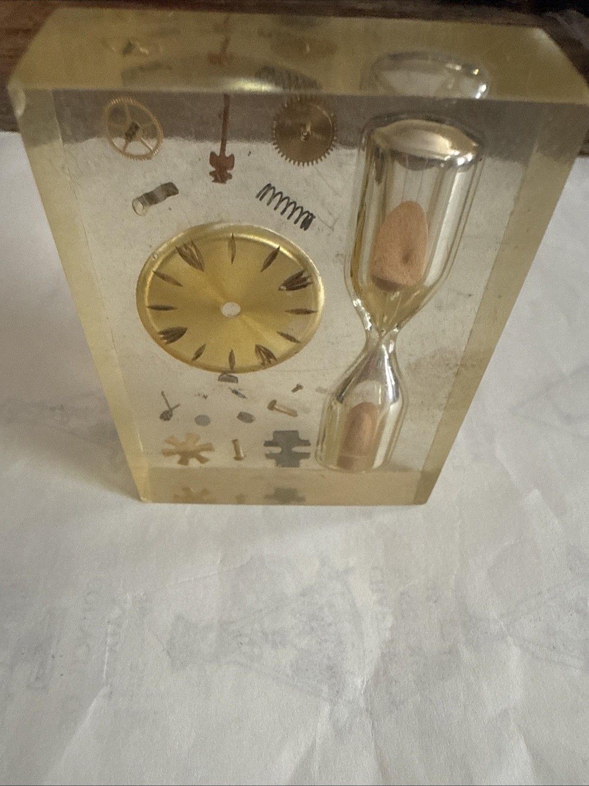 пресс-папье Vtg modernist Lucite Paperweight w