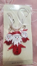 Santa 8" Necklace Pendant 1 1/2" Earrings 1" / Silver Tone Beautiful Gift