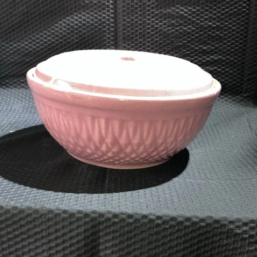 Vintage Hull Pottery 8 inch Pink  Round Casserole Dish with Lid,