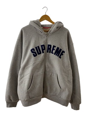 トップス supreme text stripe zip up hooded L grey Supreme Text Stripe Zip Up Hooded Sweatshirt (FW19) - $168