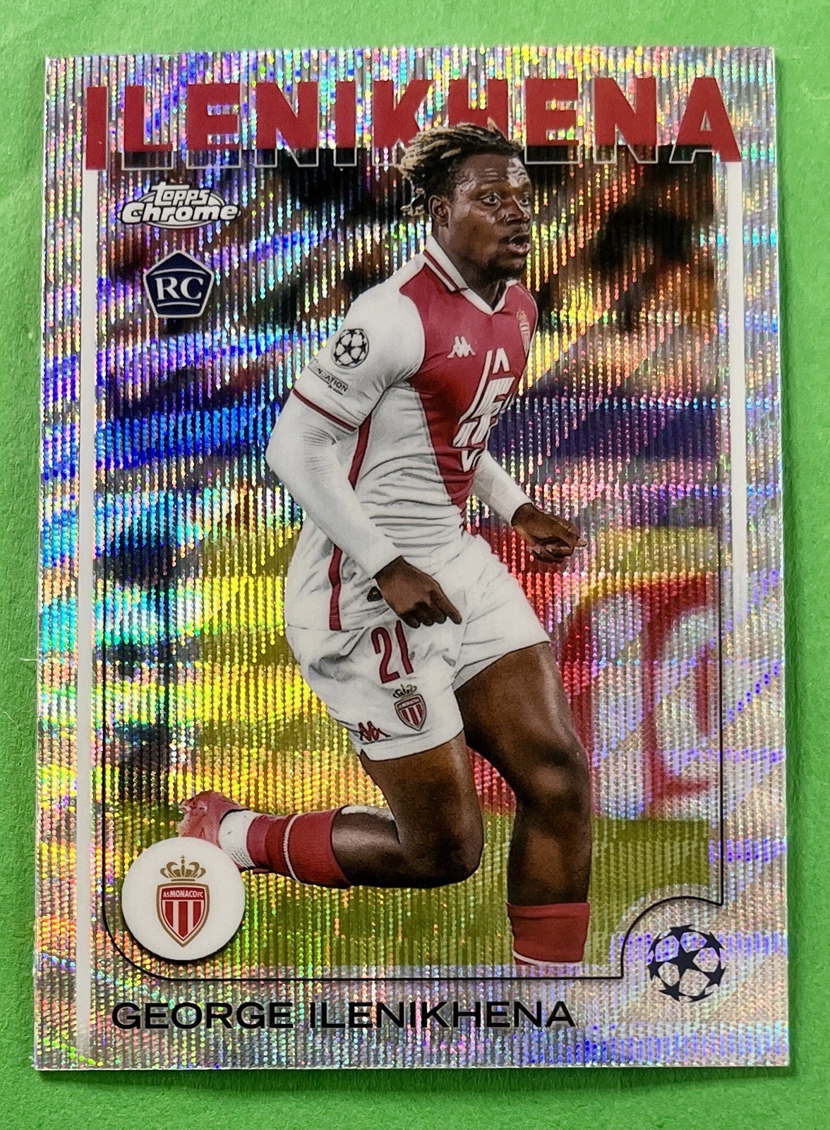 George Ilenikhena 2024-25 Topps Chrome UEFA WAVE REFRACTOR Rookie #185 MONACO