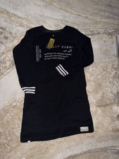 Elly Dubai Limited Edition Black Sweater Dress with Striped Cuffs, Crew Neck