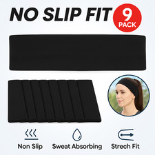 9 Pack Black Headbands for Women Non Slip Stretch Elastic Hair Bands Sports Yoga