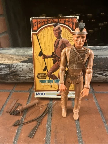 Vintage Marx Johnny West  Fighting Eagle Action Figure Doll W Box & Accessories