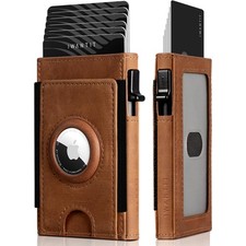 Airtag Wallet for Men, Slim Minimalist Mens Wallet with AirTag Holder, Front ...