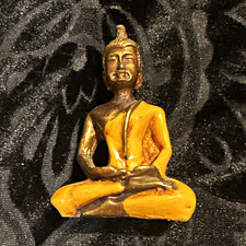 Small Seated Buddha Statue Figurine Figure - Gold Tone - Buddhism Decor