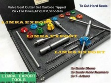 24xMotorcycles Heads ValveSeatCutter Set CARBIDETIPPED GuideStem Reamers HS BEST