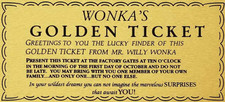 Willy Wonka Golden Ticket Gold Sign Wall Art Charlie Chocolate Factory Metal Sig