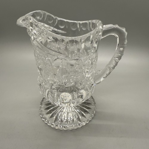 Antique EAPG US United States Glass Clear Footed Pitcher Creamer With Daisies - Picture 5 of 10