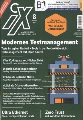 iX 8/2025: Testmanagmt, Vibe Coding, Malware Reverse Engineering, Ultra Ethernet