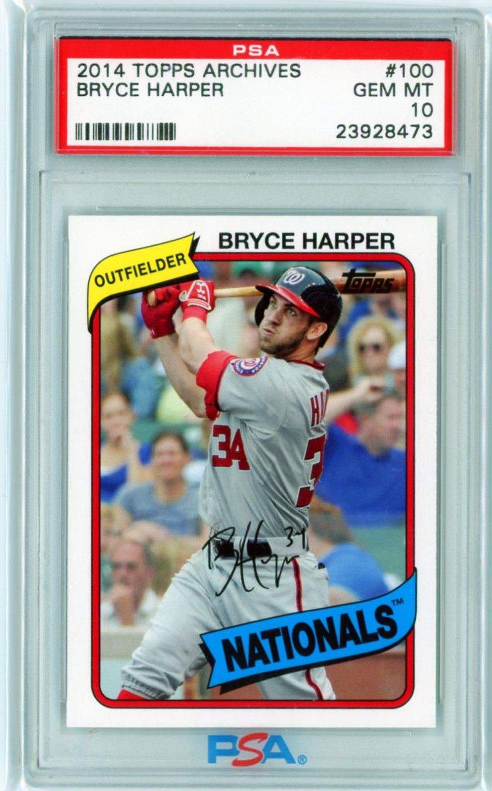 2014 Topps Archives #100 BRYCE HARPER Nationals/Phillies PSA 10 GEM MINT view 3