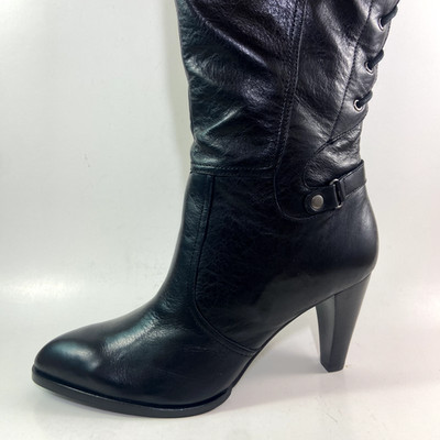 Black Leather Zip Upper Calf-Knee High B Makowsky Fashion Boots 7.5M NIB 