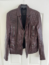 AllSaints Callerton Oxblood Red Leather Biker...