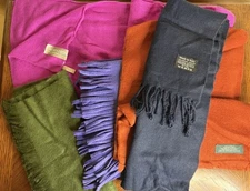 Lot Of 5 Womens Fashion Winter Scarfs, Mixed Colors Styles Brands