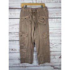 Free People Tahiti Cargo Pants Taupe Brown Y2K Boho Utility NWOT