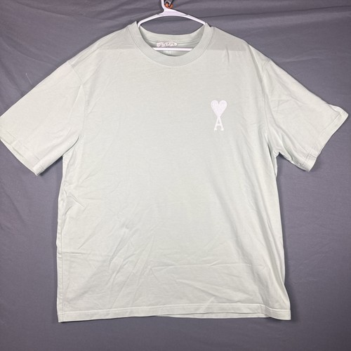 AMI, AMI PARIS Front embroidered T-shirt Size: XL Light Green Men’s Designer