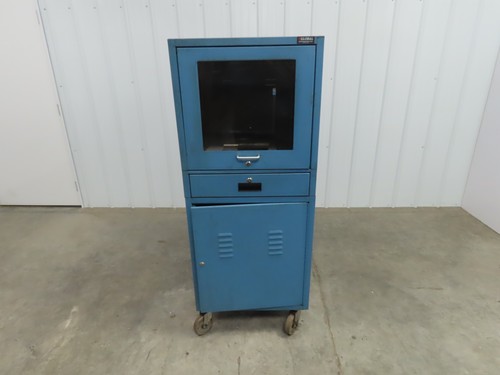 Global Industrial Mobile Computer Cabinet W/Zebra 140Xi II Thermal Label Printer