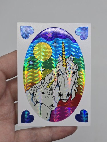 VTG Unicorn Holographic Sticker Card Prism Rainbow Kodak w Foul Sparkles