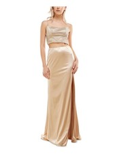 B DARLIN Womens Gown Dress Beige Sleeveless Formal Mesh Juniors 78