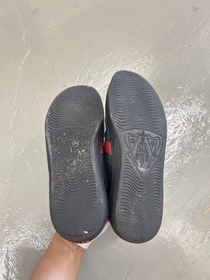 Zapatillas Deportivas Gucci Ace Cuero Negro Rojo Serpiente Para Hombre UK 10 US 11 EU 44 Foto 3 de 4