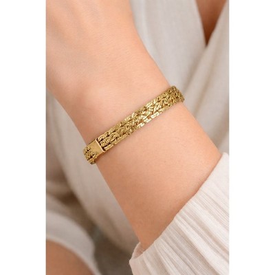 Vintage Braided Multi Strand Chain Bracelet 7.25 Inches Textured Woven Link Mob