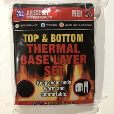 Polar Extreme Men's 2XL Base Layer Thermal Set Black New In package Top Bottom