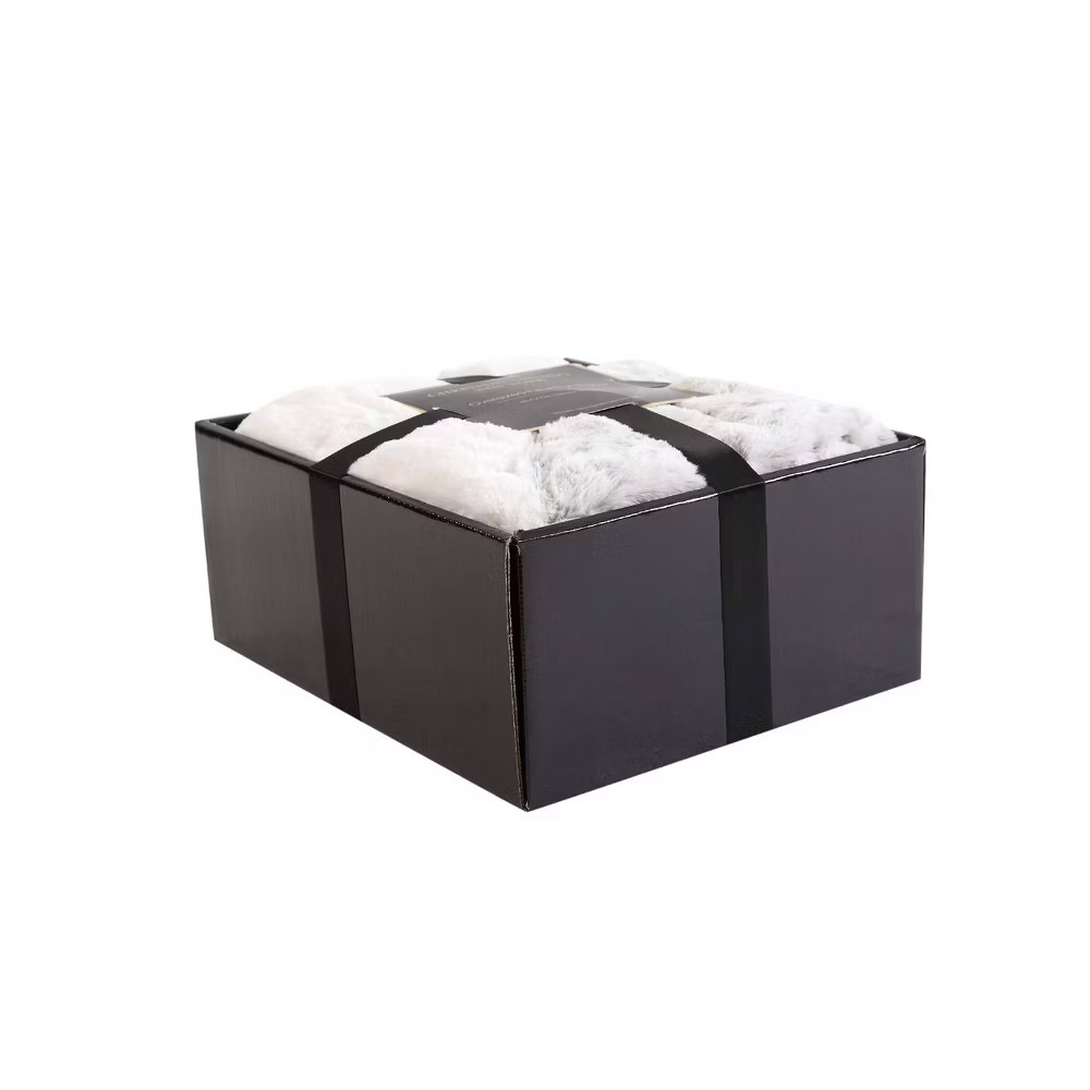 Gift Boxed Reversible Throw Snow Blanket Leopard Gray - Christian