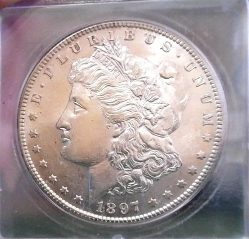 BEAUTIFUL, BETTER-DATE, " 1897-S", "ICG", "AU-55" MORGAN DOLLAR, GREAT DETAILS.
