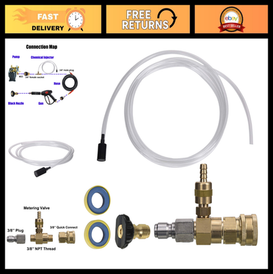 #ad Adjustable Chemical Injector Kit for Pressure Washer Soap Injector 3 8quot; Quick $37.99