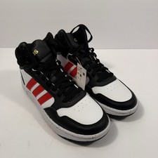 NWT Adidas Hoops Mid 3.0 Black White Red Boys 5 Sneakers Basketball Shoes