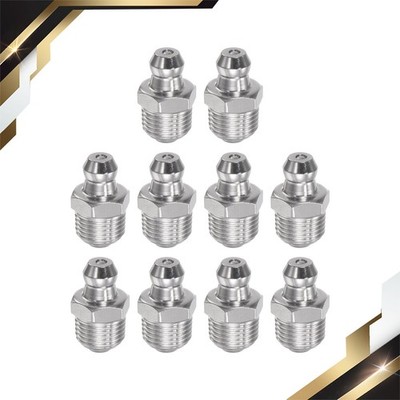 Stainless Steel Straight Grease Fitting 1/8-28'' Thread Hydraulic Grease 10Pcs