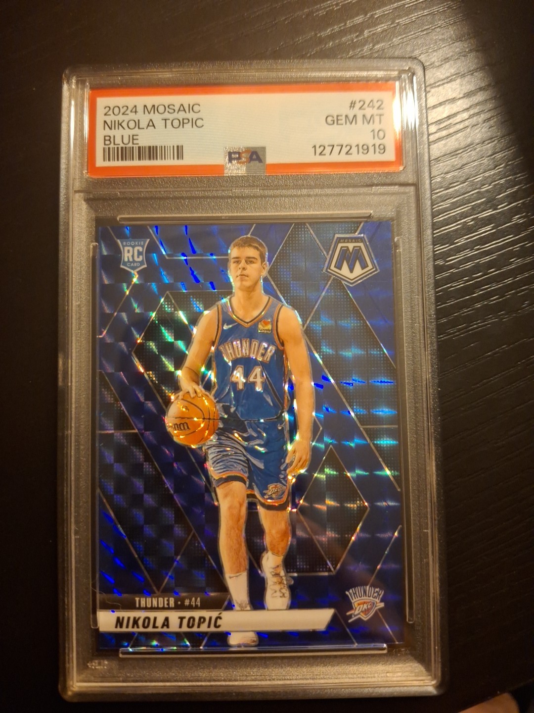 2024-25 Panini Mosaic - Rookies Nikola Topic #242 Blue Mosaic Prizm /199 (RC)