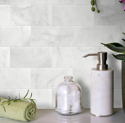 SUNWINGS 40-Sheet Subway Peel and Stick Mosaic Natural Stone Self Adhesive Tiles
