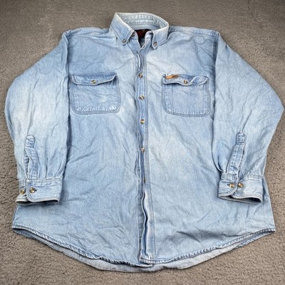 Five Brother Denim Shirt Mens Large Blue Button Up Front Pockets Vintage