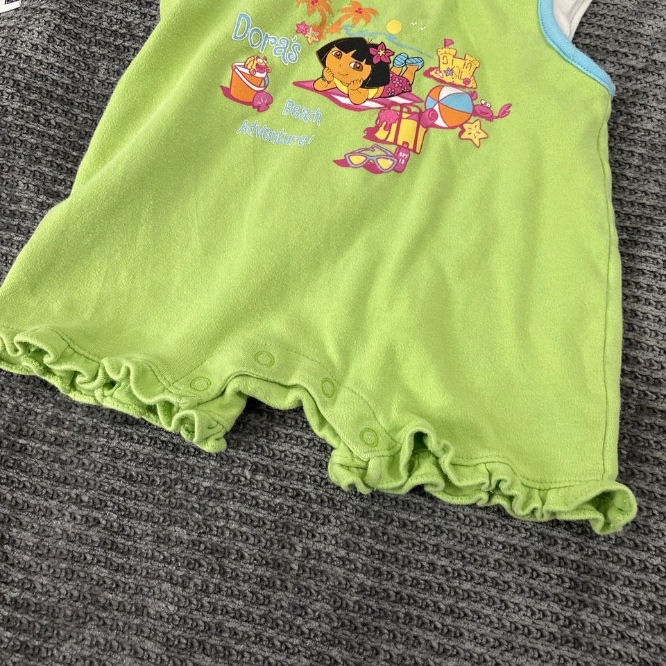 Mameluco De Colección Nick Jr Dora La Exploradora Playa Aventura Bebé Niña 12 Meses Verde Foto 3 de 4