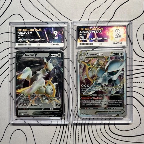 ARCEUS V & VSTAR 122/172 & 123/172 Brilliant Stars Metal Card ACE 9 SEQUENTIAL