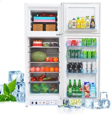 SMAD Propane Refrigerator with Top Freezer 2 Way Fridge 110~120V / LPG Off-grid