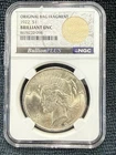 1923 Silver Peace Dollar "Original Bag Fragment"  NGC Brilliant UNC