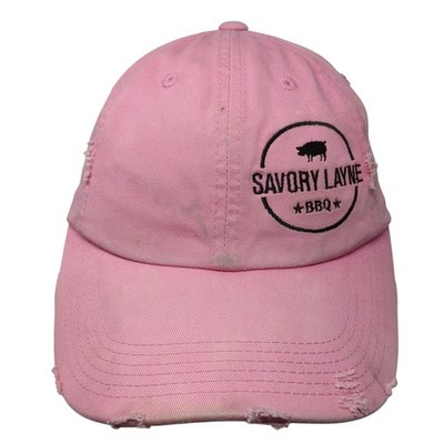 Savory Layne BBQ Slideback Baseball Cap Pink OS Adjustable Distressed District