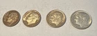 Roosevelt Dimes 1946-1964 90% Silver, Circulated, Lot Of 4