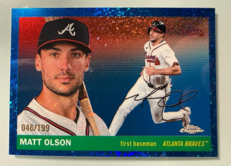 2025 Topps Chrome Platinum Matt Olson Blue Mini Diamond /199 Refractor Braves