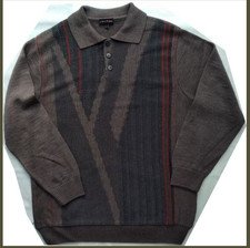 Herren Strickpullover 90er Polo Kragen Pullover Gr.50 Pulli Grün Restposten